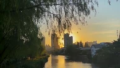 城市下午夕阳日落实拍视频视频的预览图